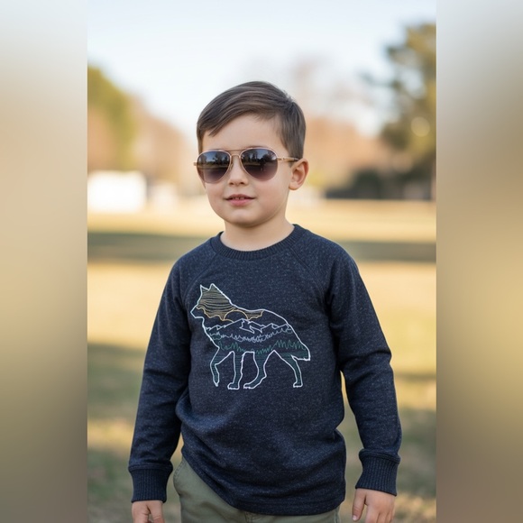 RUMI + RYDER Softloop Hacci Long Sleeve Cozy Crew in Navy - Picture 2 of 8